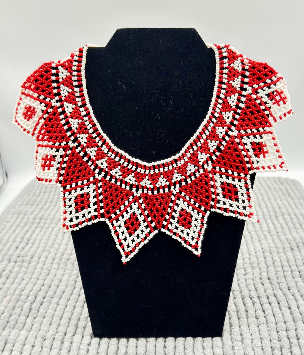 Handcrafted Traditional Ukrainian Beaded Necklace BoHo Folk Art Sylyanka Bib